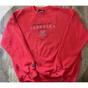 Vintage XL University of Nebraska Huskers Sweatshirt Red Crewneck NCAA College